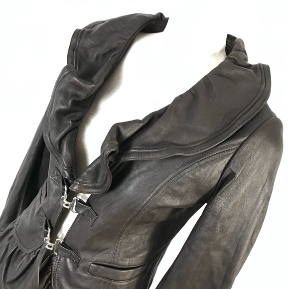 United face ruffled leather jacket - Picture 2 of 12